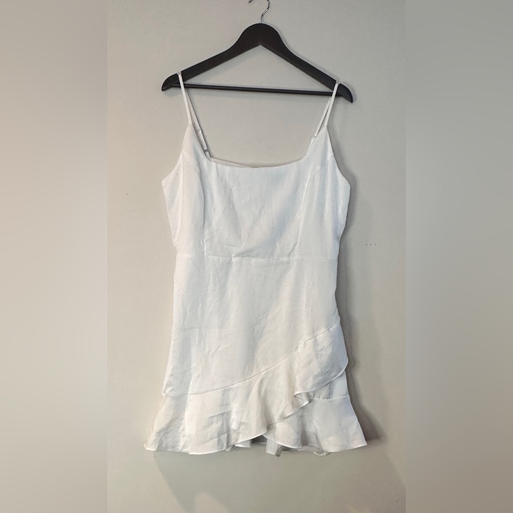 Lulu's Elegant White Ruffle Mini Dress